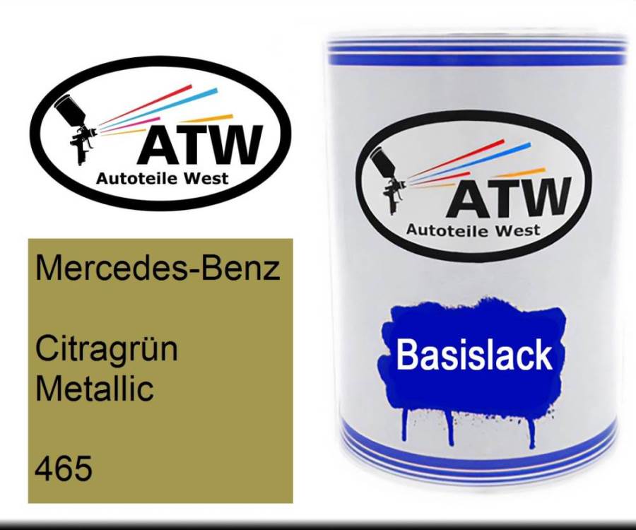 Mercedes-Benz, Citragrün Metallic, 465: 500ml Lackdose, von ATW Autoteile West.